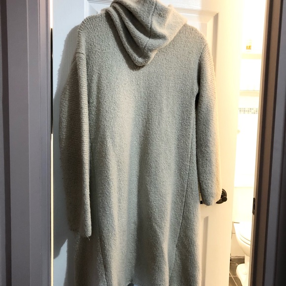 Oatmeal color sweater coat with hoodie - Picture 3 of 3